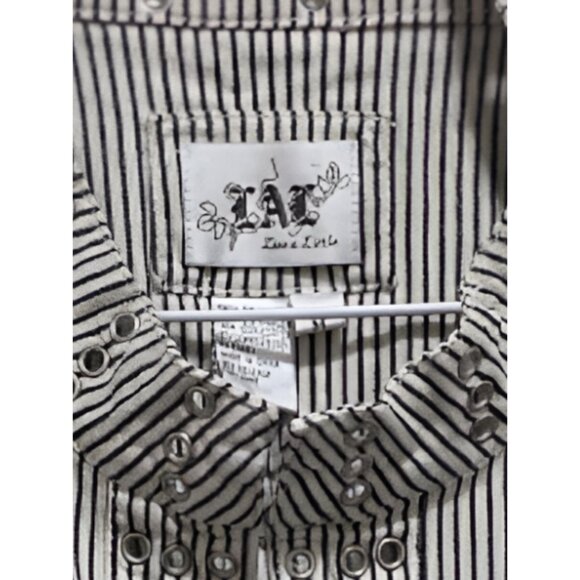 1146 LAL Rivet Trim Striped Loose Fit Lightweight Jacket Womens - Picture 2 of 2